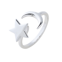 Moon and Star Spinner Ring - 925 SS