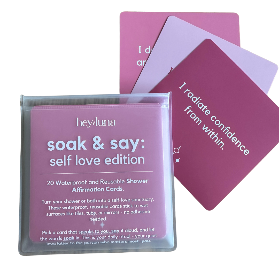 Soak and Say – Self-Love Edition | Waterproof Shower Affirmation Cards for Confidence & Compassion
