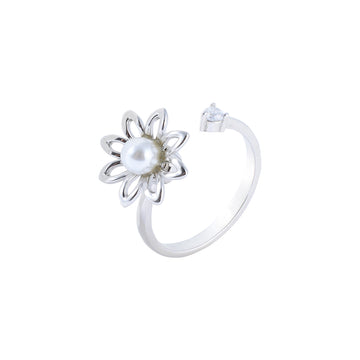 Luna Bloom Spinner Ring - 925 SS